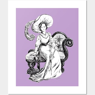 Victorian lady with plumed hat Posters and Art